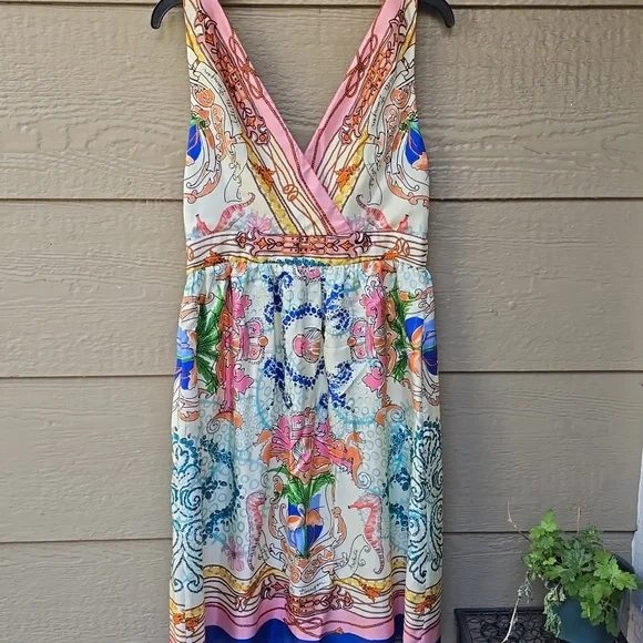 Anthropologie Collette Dinnigan Acionna seahorse print silk dress 8 - Picture 11 of 13